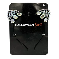 Halloween Cat Ears with Assorted Stone Headband, 1 Count