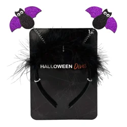 Halloween Bopper Glitter Bat Headband, Purple & Black, 1 Count