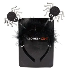 Halloween Bopper Glitter Spider Headband, Silver & Black, 1 Count