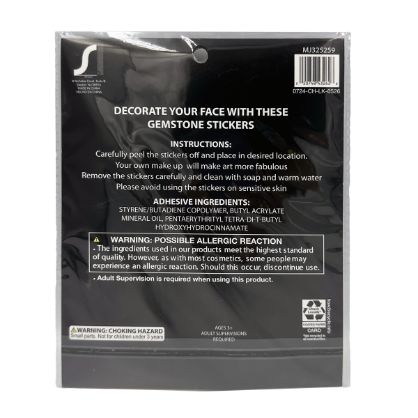 slide 4 of 5, Halloween Face Gems, Black, 1 Count, 1 ct