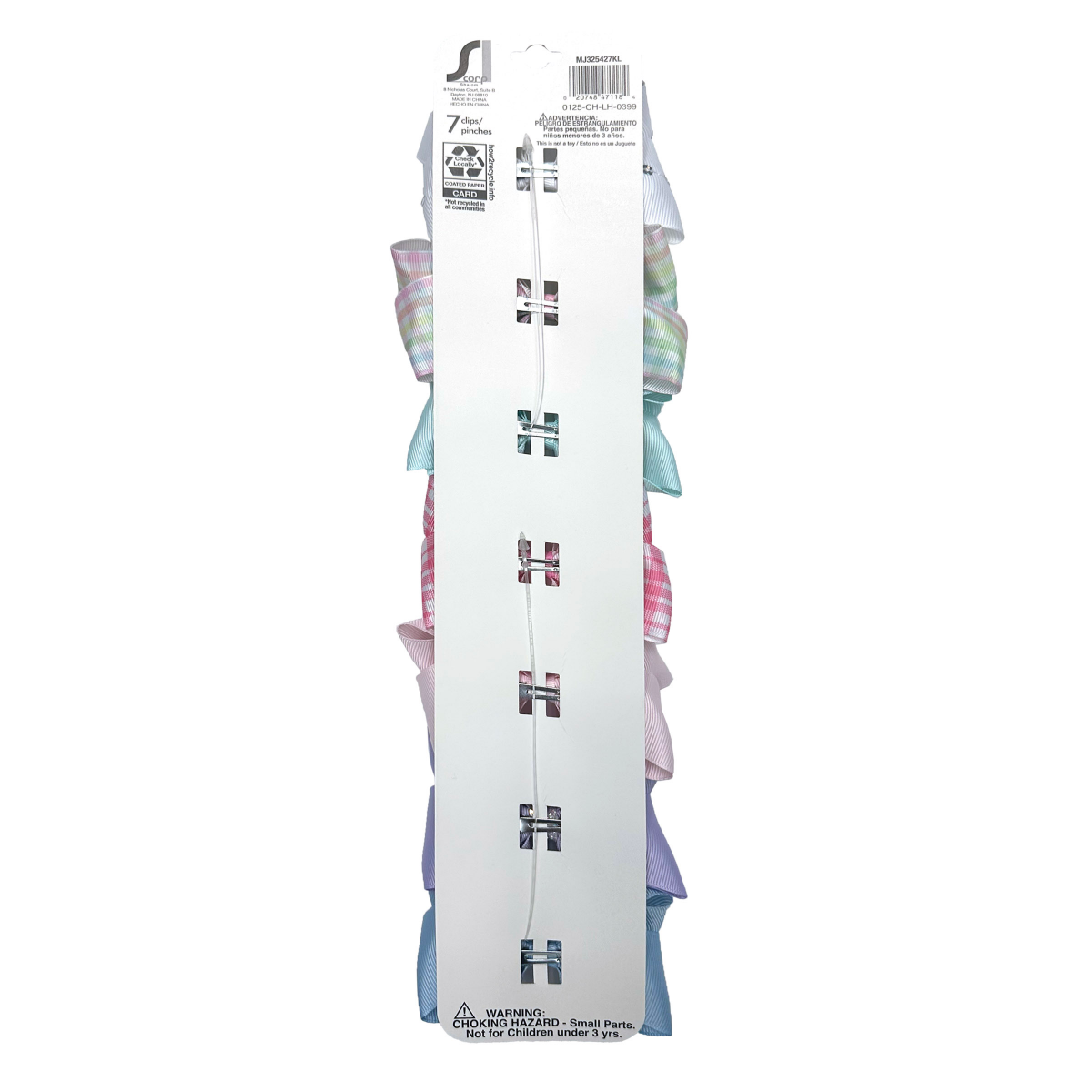 slide 2 of 2, Easter Hair Bows in Pastels, Plaid, Shimmer and Solids, Assorted Colors, 7 Count, 7 ct