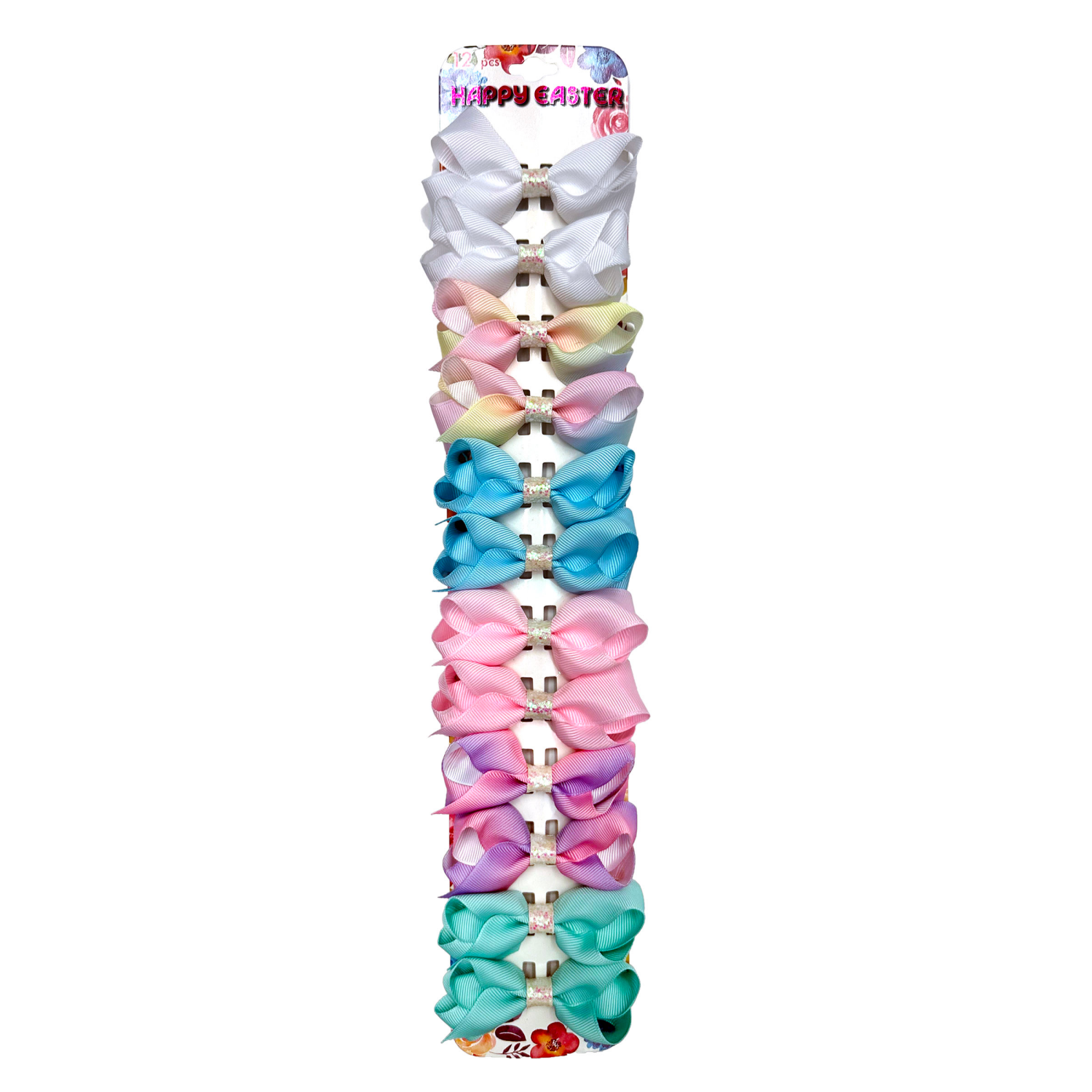 slide 1 of 2, Easter Hair Bows in Pastels, Ombre and Solids, Assorted Colors, Small, 12 Count, 12 ct