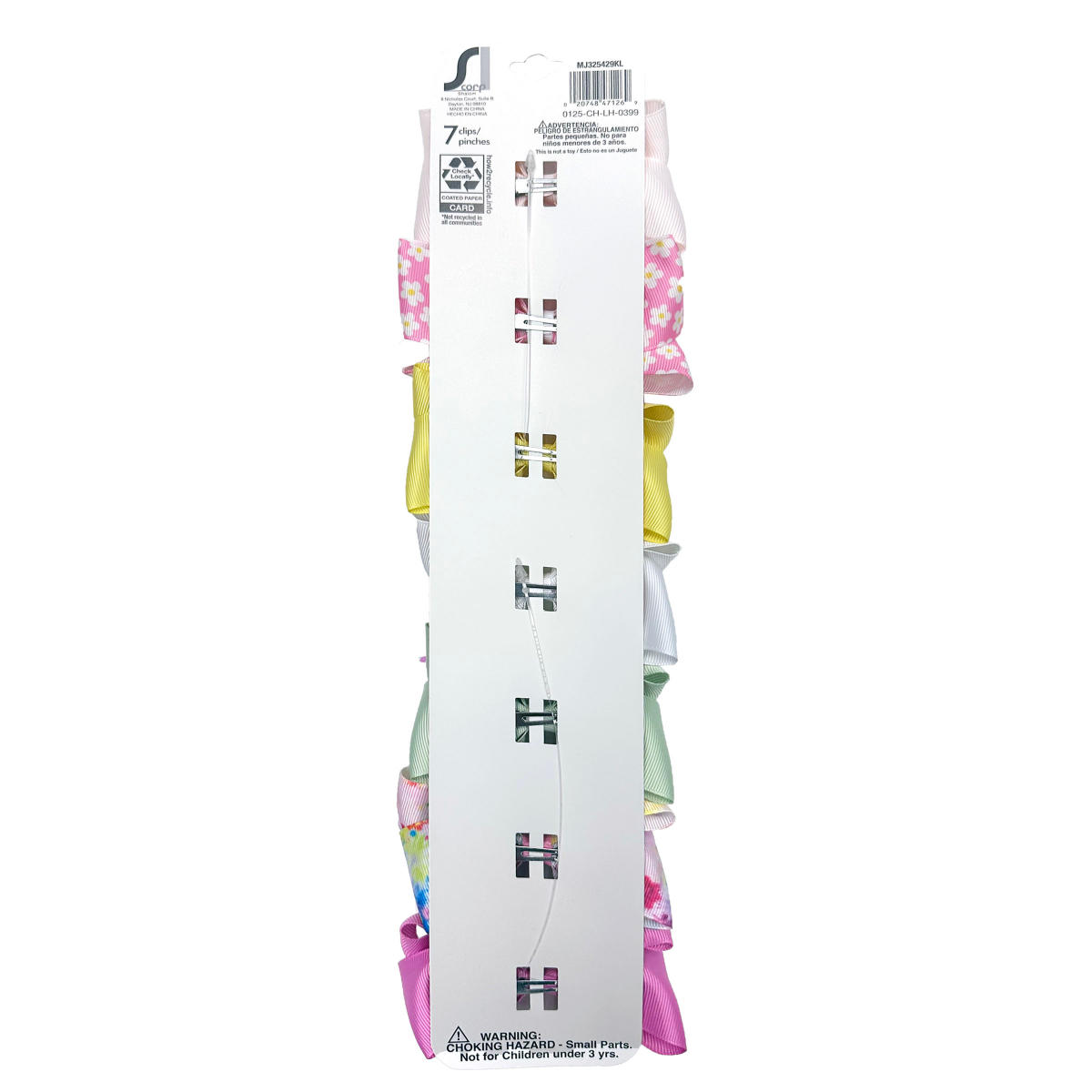 slide 2 of 2, Easter Hair Bows in Floral and Solids, Assorted Colors, 7 Count, 7 ct