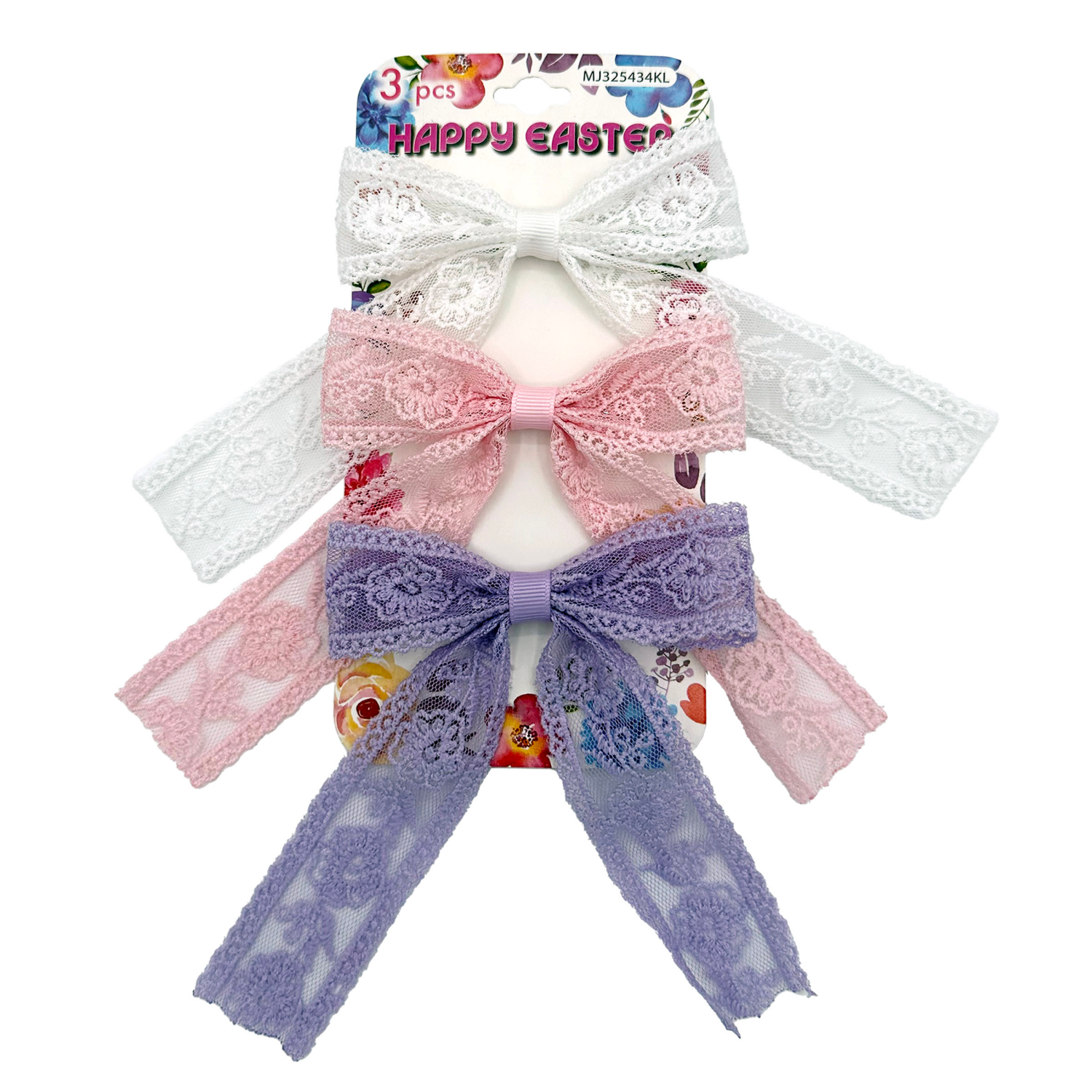 slide 1 of 2, Easter Lace Bows with Tails, 3 Count, 3 ct