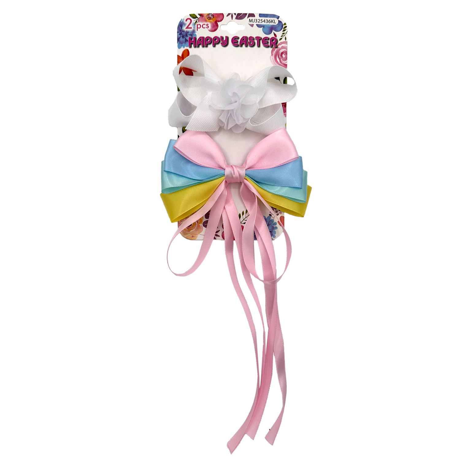 slide 1 of 2, Easter Hair Bows Grosgrain and Satin Tails, 2 Count, 2 ct