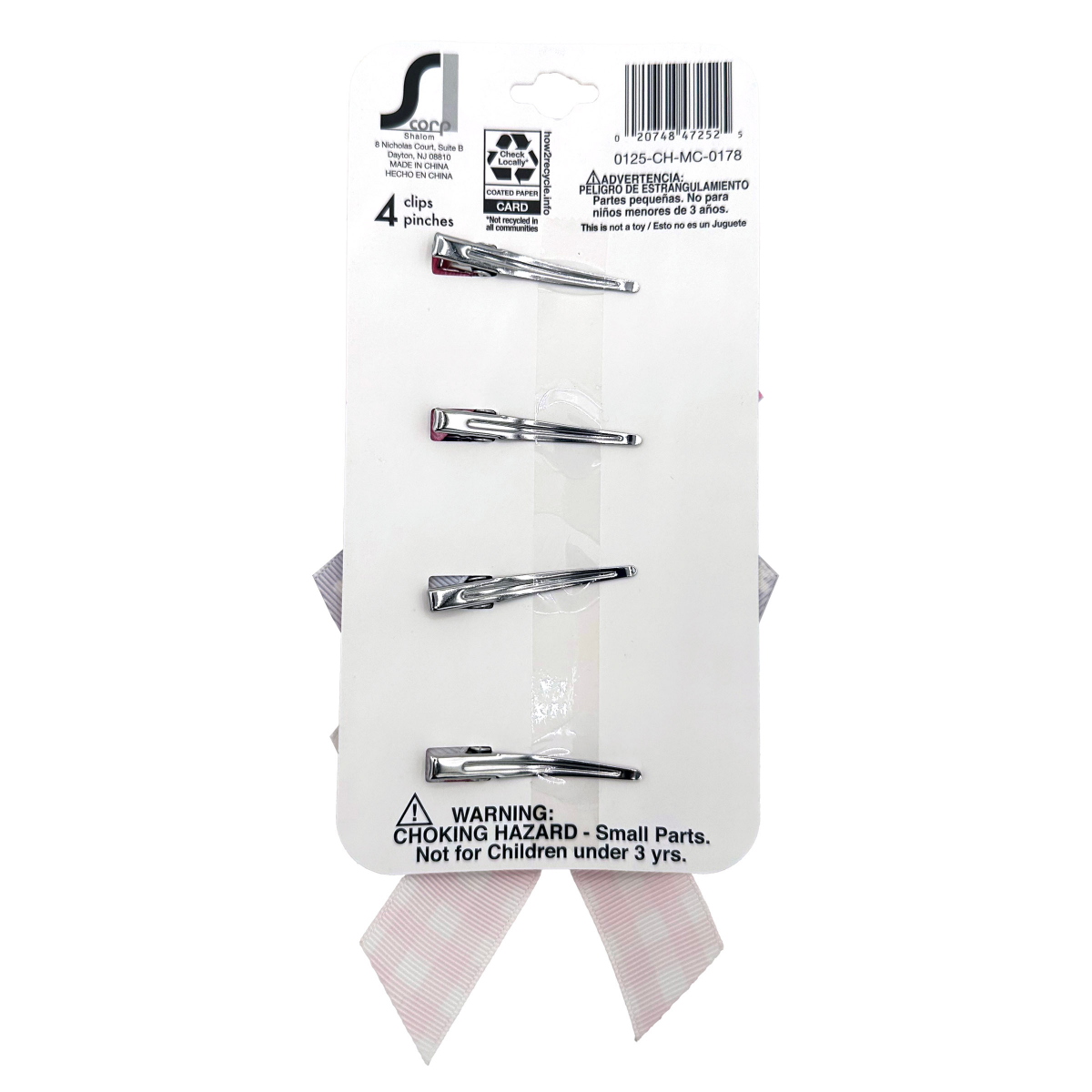 slide 2 of 2, Easter Hair Bows Floral, 2 Solids, Gingham, 4 Count, 4 ct