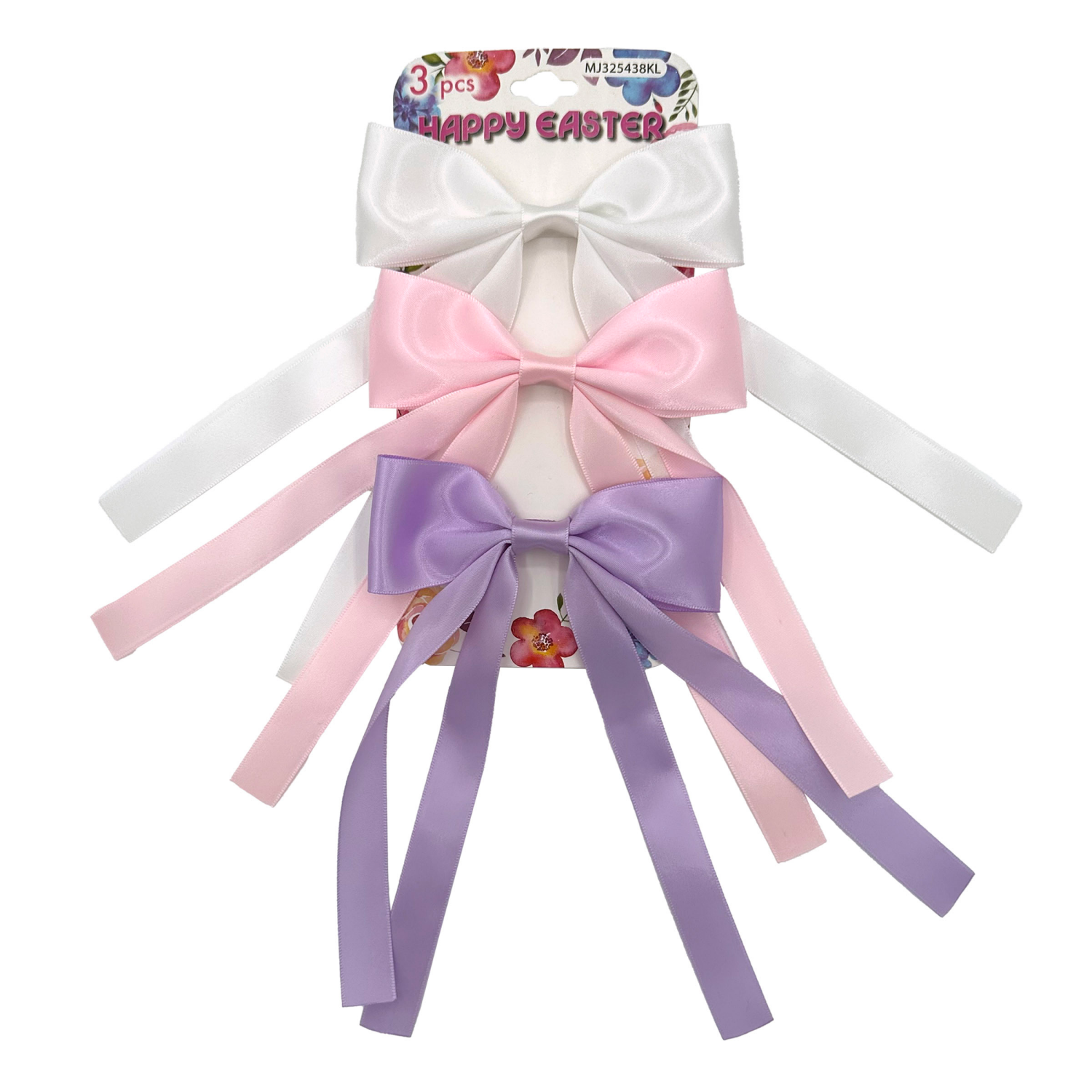 slide 1 of 2, Easter Satin Bows with Double Tails, 3 Count, 3 ct