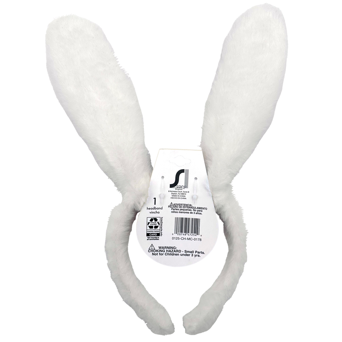 slide 2 of 2, Easter Fuzzy Headband with Glitter Jumbo Bunny Ears in White AB, White, 1 Count, 1 ct