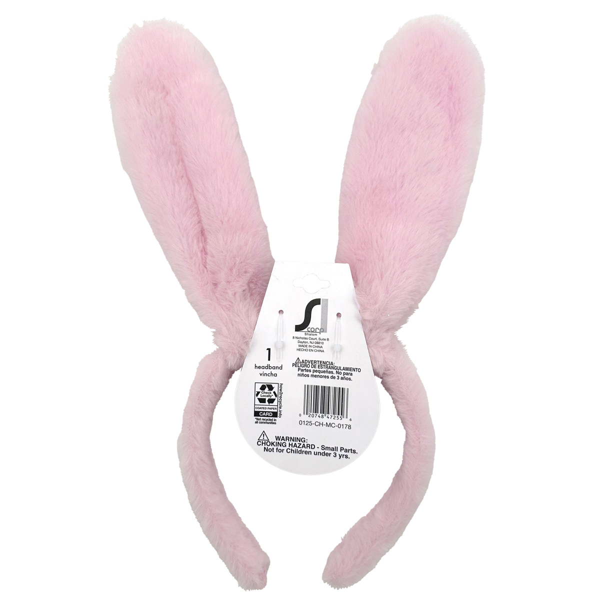 slide 2 of 2, Easter Fuzzy Headband with Glitter Jumbo Bunny Ears in Pink AB, Light Pink, 1 Count, 1 ct