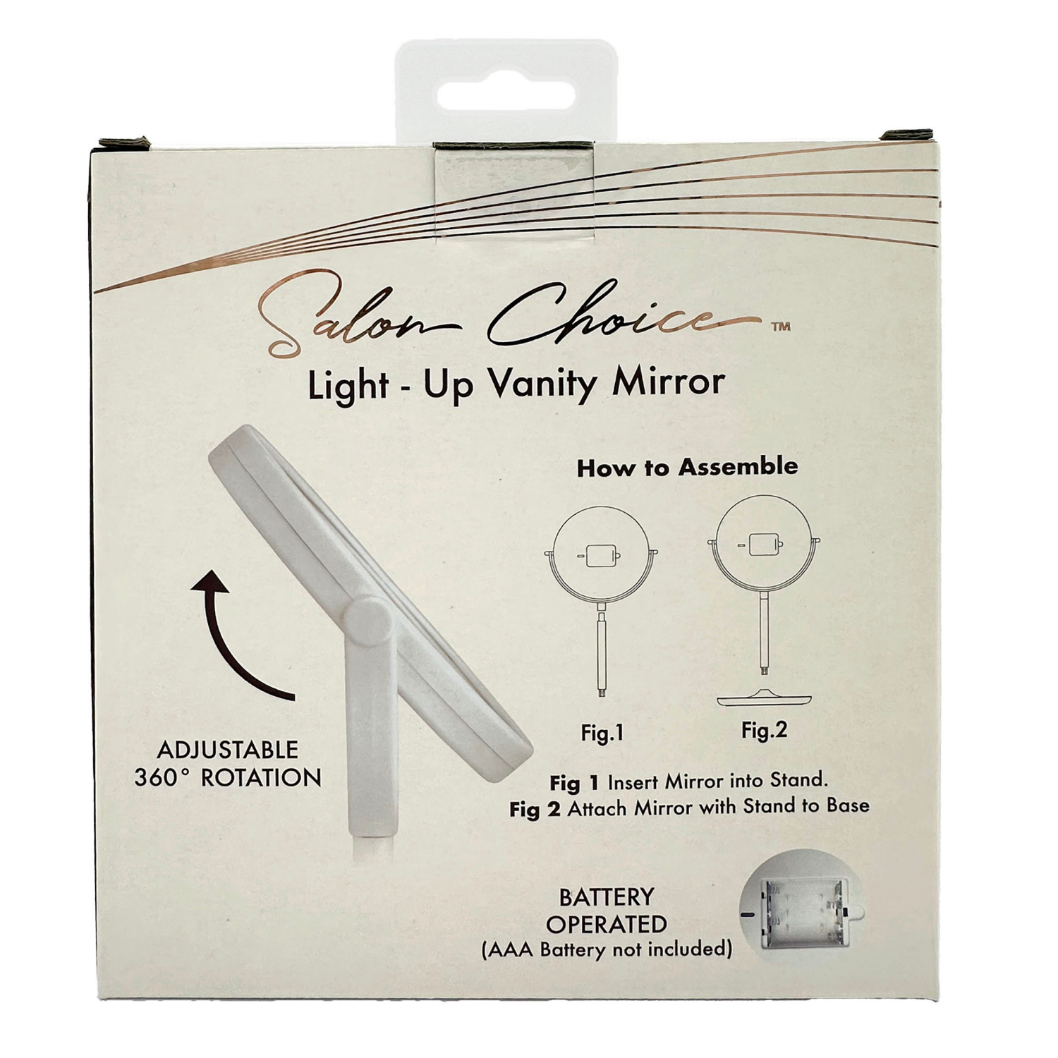 slide 2 of 3, Salon Choice LED Cosmetic Rotating Mirror with Base Tray, 1x and 10x magnification, 1 Count, 1 ct