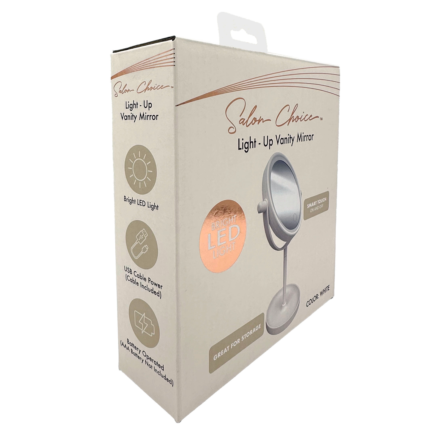 slide 3 of 3, Salon Choice LED Cosmetic Rotating Mirror with Base Tray, 1x and 10x magnification, 1 Count, 1 ct