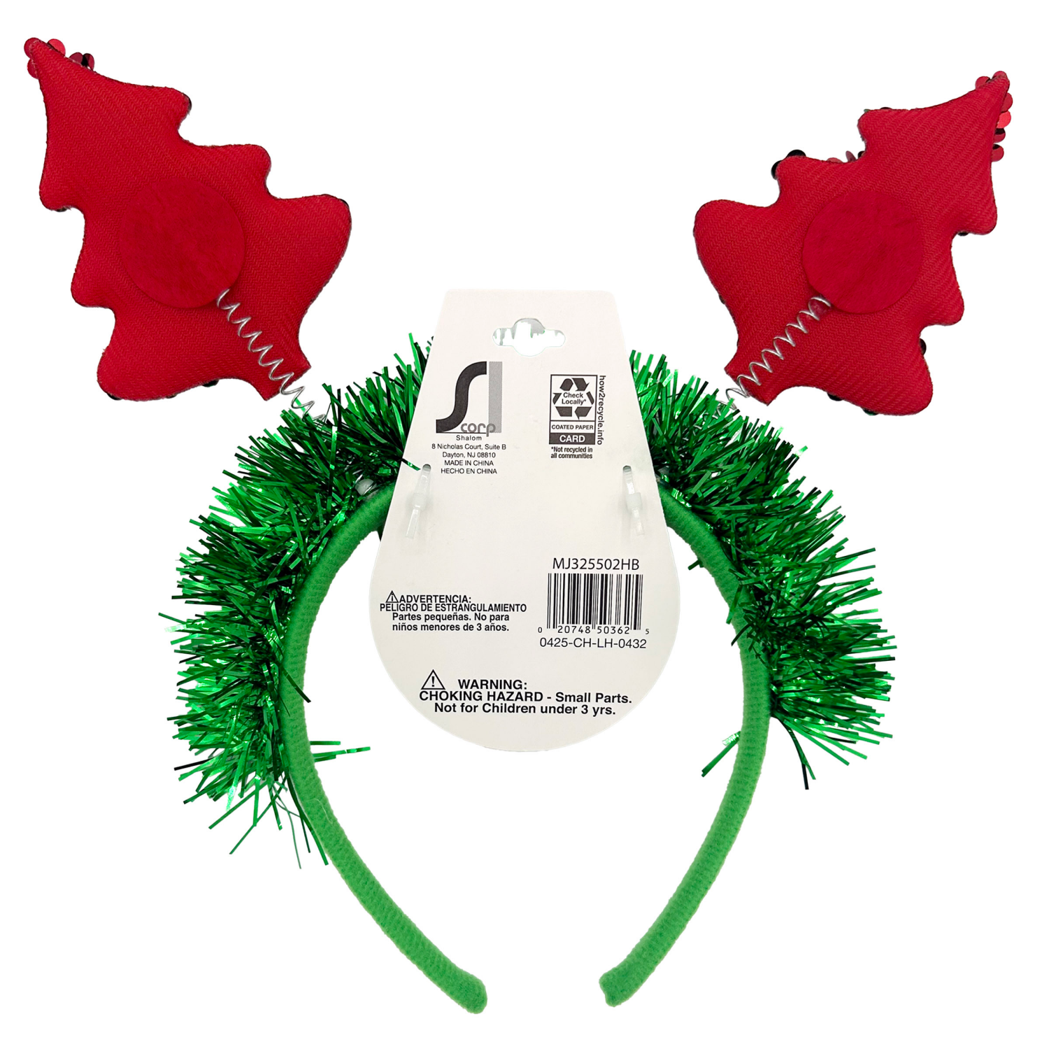 slide 2 of 2, Holiday Bopper Headband, Sequin & Tinsel Christmas Tree, Reversible, 1 Count, 1 ct