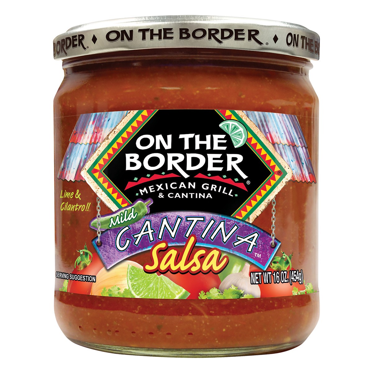 slide 2 of 10, On The Border Cantina Mild Lime & Cilantro Salsa 16 oz, 16 oz