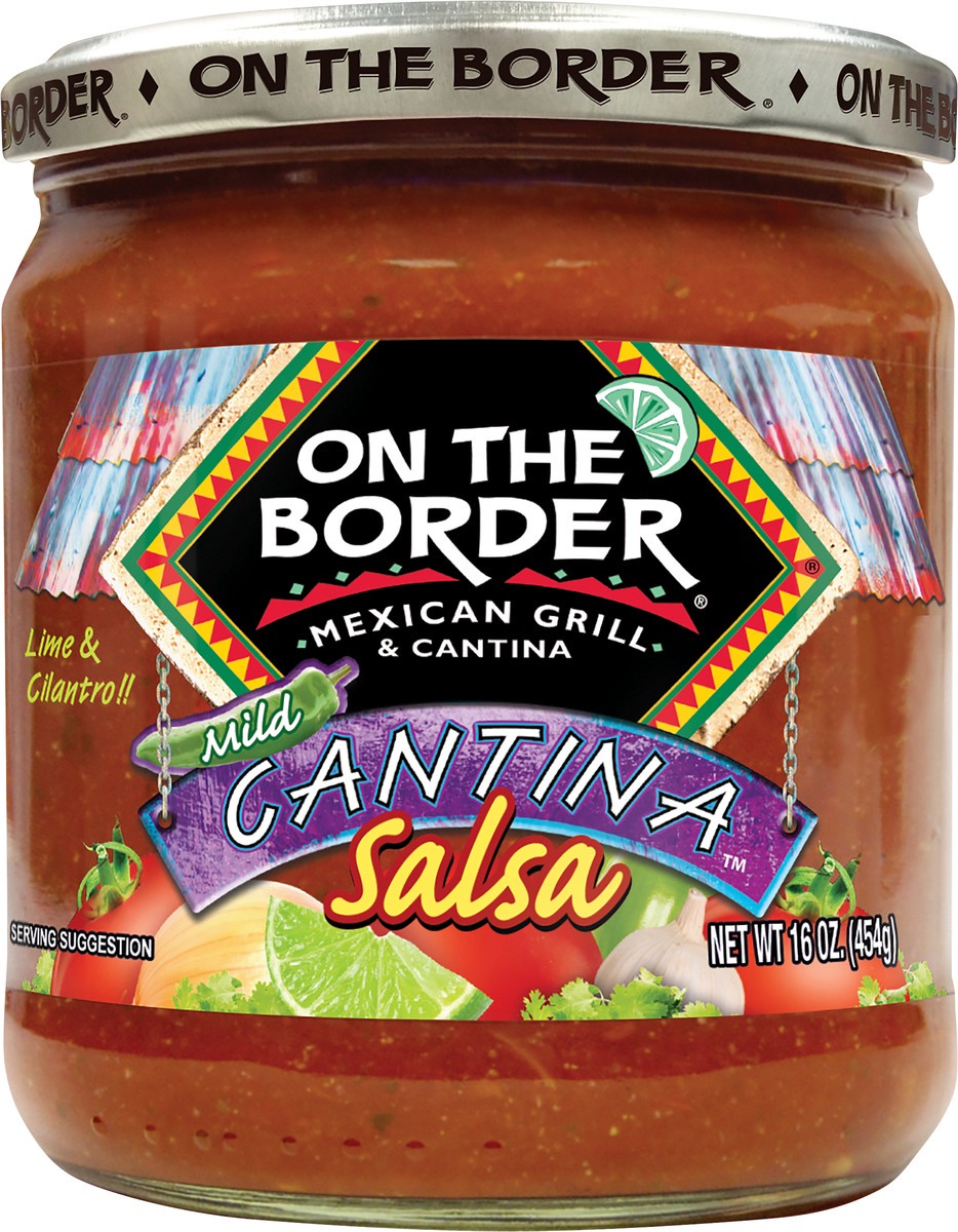 slide 4 of 10, On The Border Cantina Mild Lime & Cilantro Salsa 16 oz, 16 oz