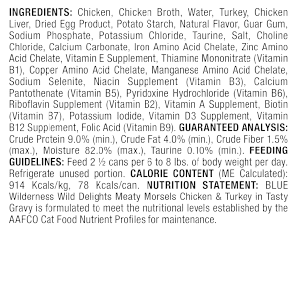 slide 11 of 13, Blue Buffalo Wilderness Wild Delights Grain Free Meaty Morsels Chicken & Turkey In Tasty Gravy Premium Wet Cat Food - 3oz, 3 oz