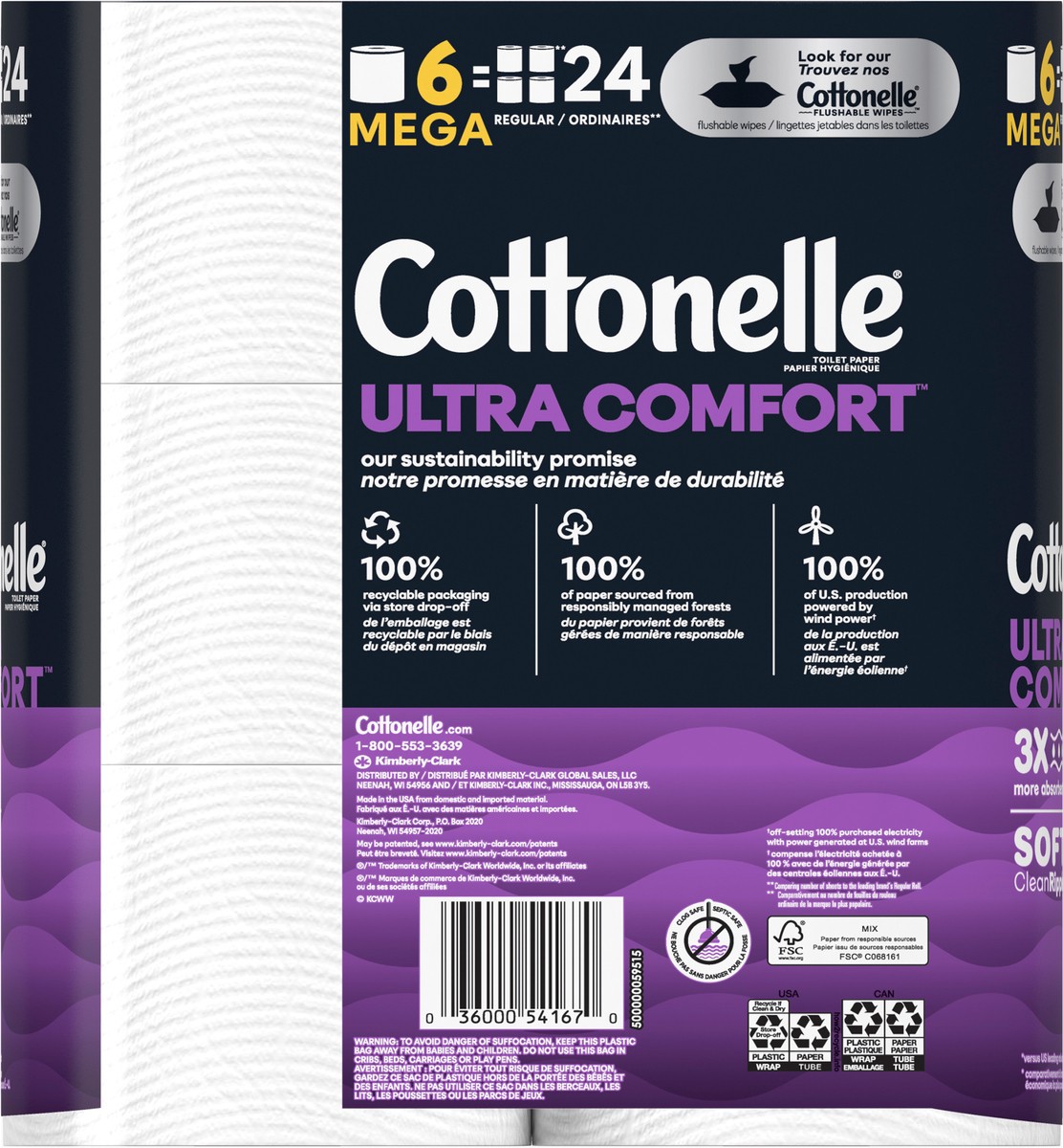 slide 5 of 9, Cottonelle Ultra Comfort Toilet Paper Mega Rolls - 6 Count, 6 ct