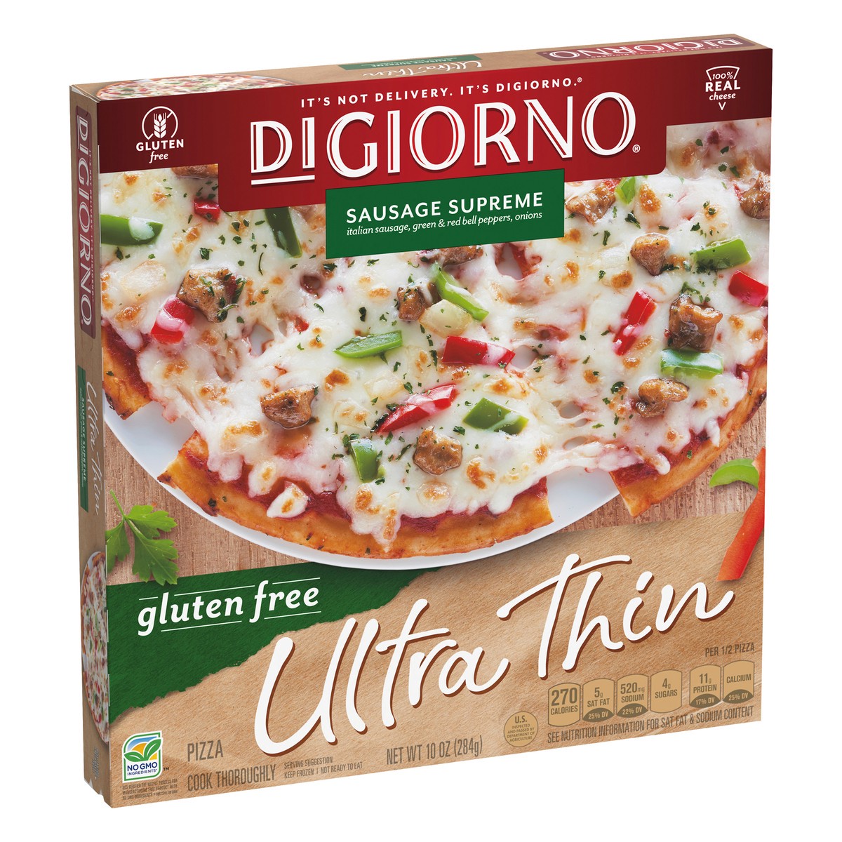 slide 2 of 13, DiGiorno Gluten Free Ultra Thin Sausage Supreme Pizza 10 oz, 10 oz