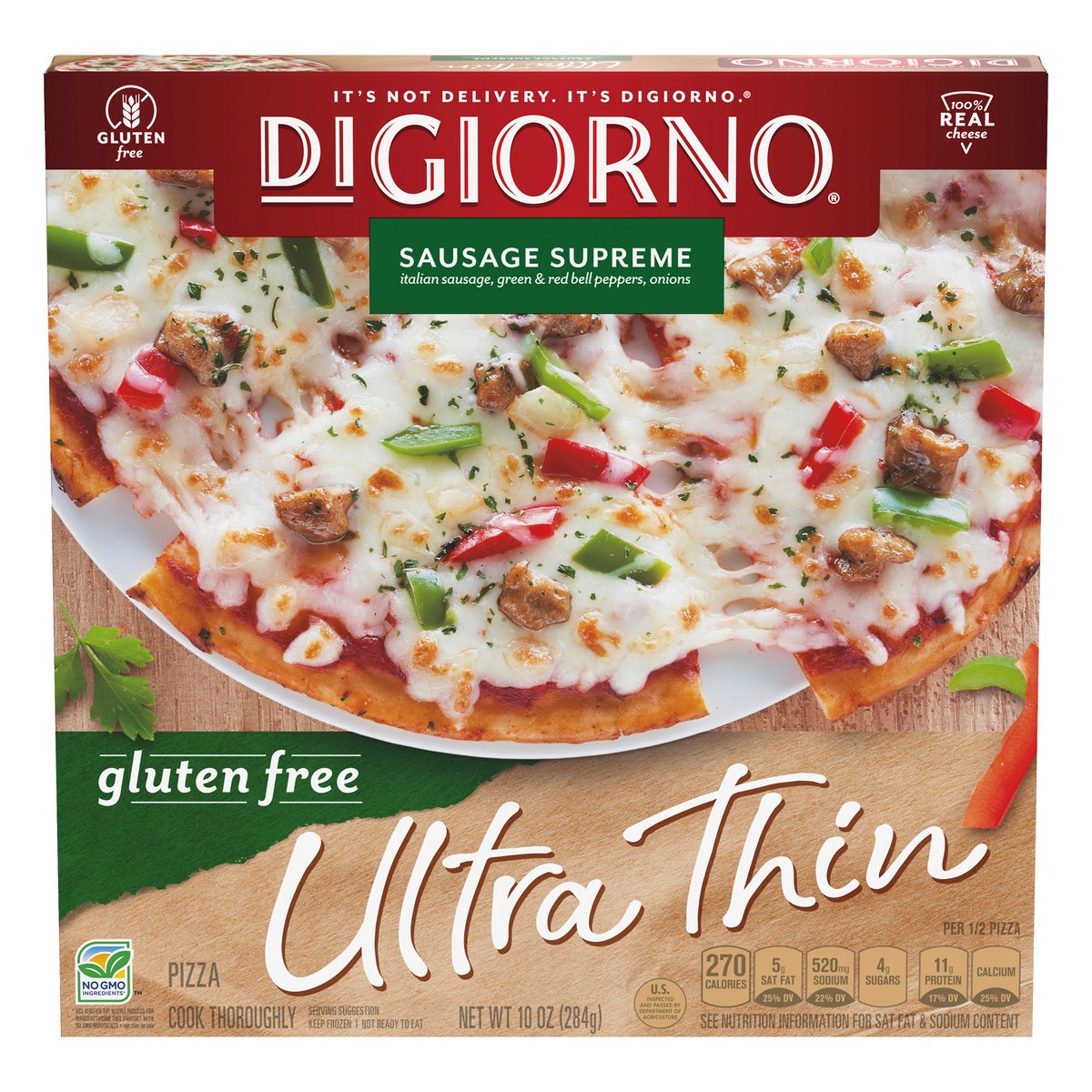 slide 13 of 13, DiGiorno Gluten Free Ultra Thin Sausage Supreme Pizza 10 oz, 10 oz