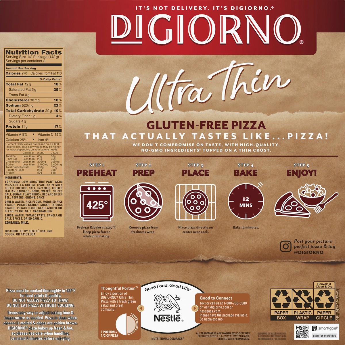 slide 10 of 13, DiGiorno Gluten Free Ultra Thin Sausage Supreme Pizza 10 oz, 10 oz