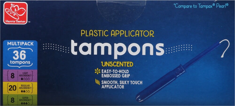 slide 4 of 5, Harris Teeter™ Plastic Applicator Unscented Tampons Multipack, 36 ct