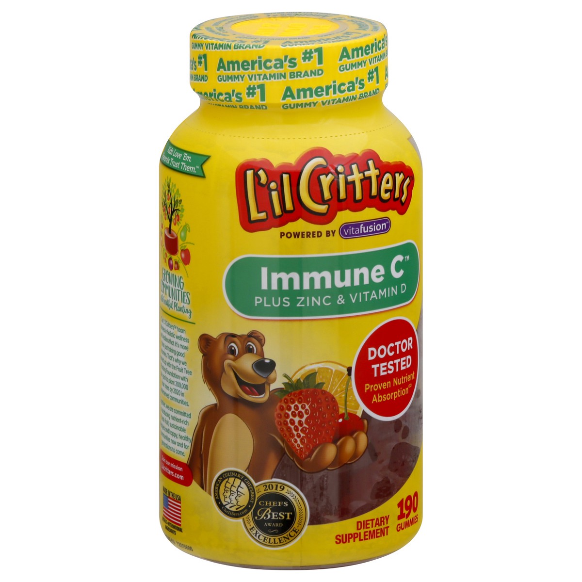 slide 7 of 9, L'il Critters Immune C Plus Zinc & Vitamin D 190 Gummies, 190 ct