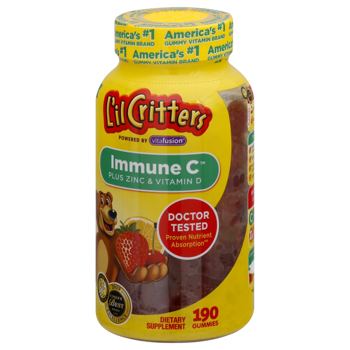 slide 8 of 9, L'il Critters Immune C Plus Zinc & Vitamin D 190 Gummies, 190 ct