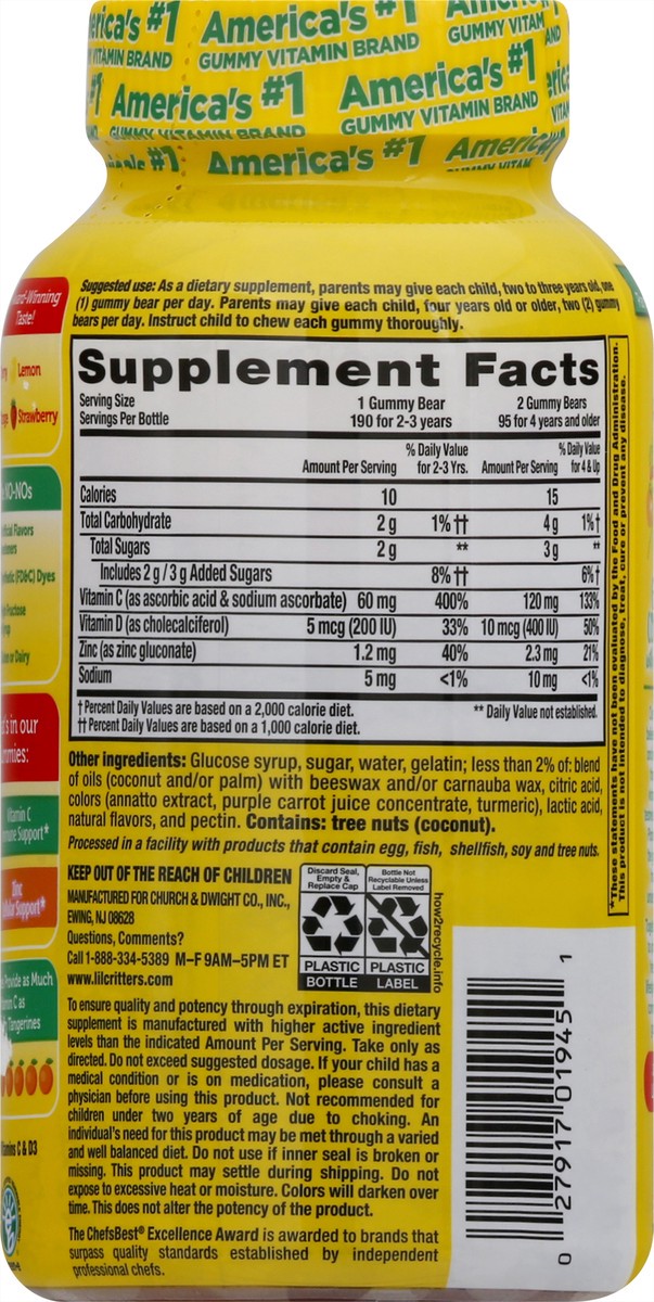 slide 3 of 9, L'il Critters Immune C Plus Zinc & Vitamin D 190 Gummies, 190 ct