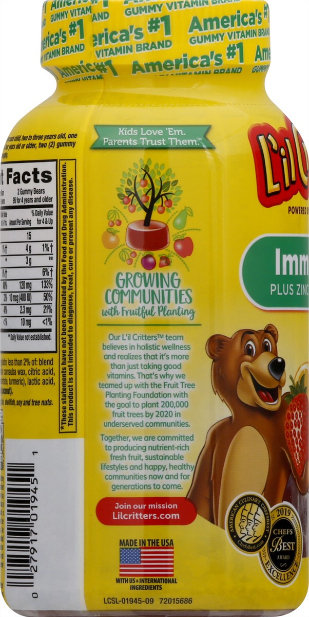 slide 9 of 9, L'il Critters Immune C Plus Zinc & Vitamin D 190 Gummies, 190 ct