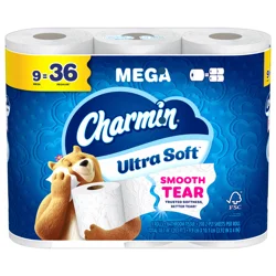Charmin Toilet Paper Ultra Soft, 9 Mega Rolls, 2-ply Bath Tissue