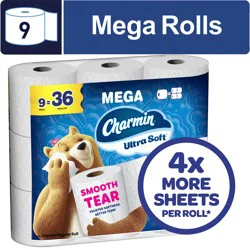 Charmin Toilet Paper Ultra Soft, 9 Mega Rolls, 2-ply Bath Tissue