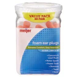 Meijer Foam Ear Plugs Value Pack, 50 ct