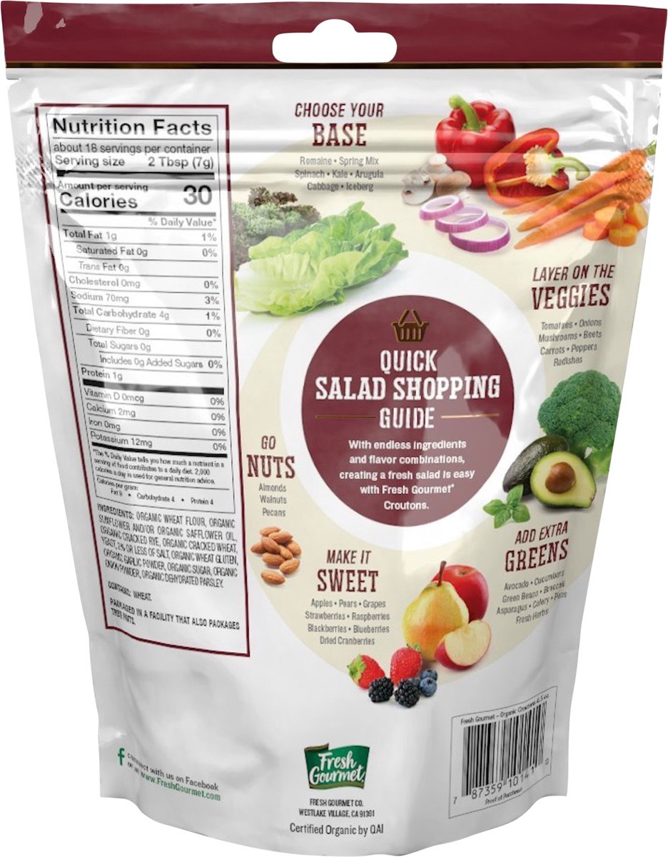 slide 2 of 8, Fresh Gourmet Organic Seasoned Croutons, 4.5 oz