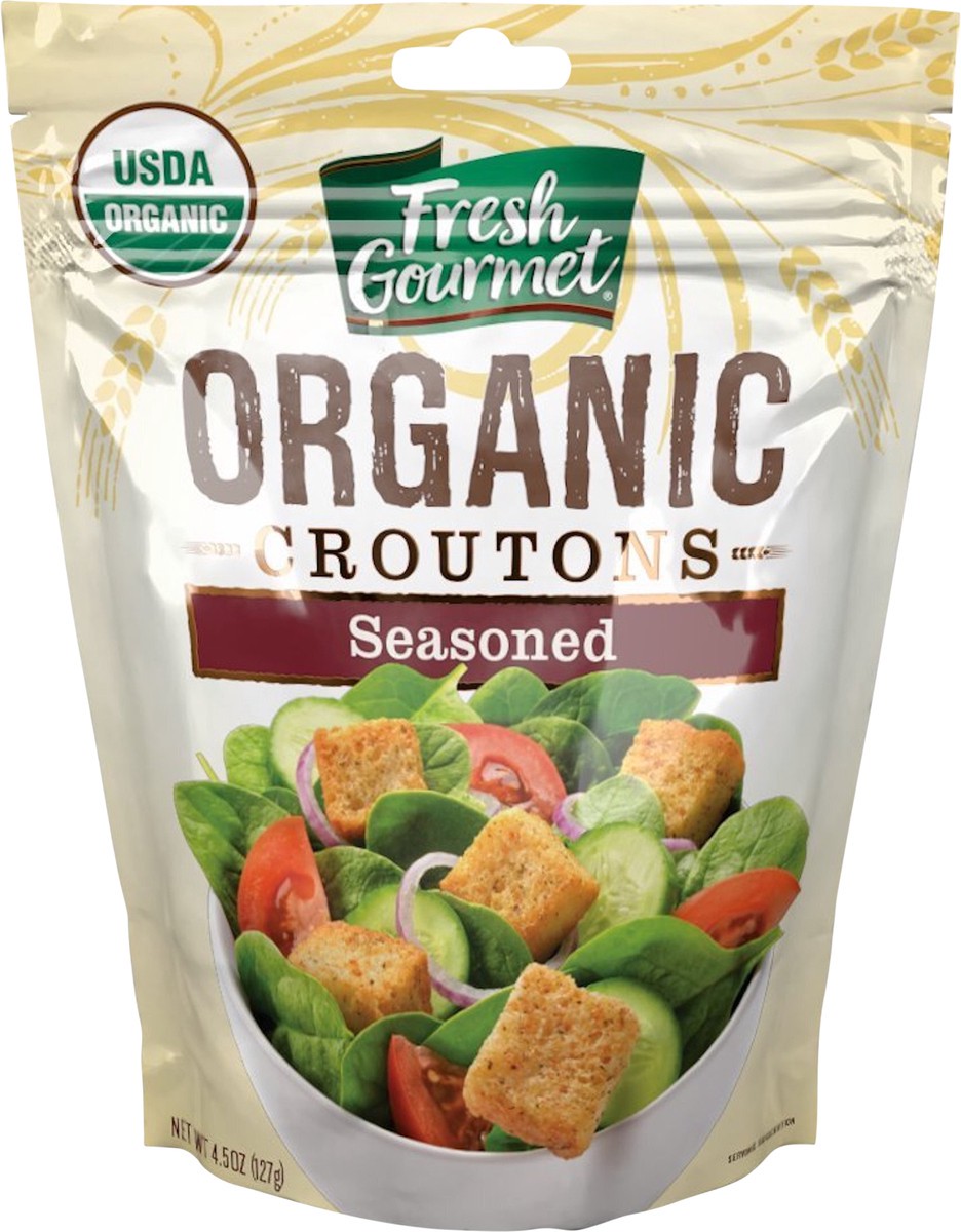 slide 5 of 8, Fresh Gourmet Organic Seasoned Croutons, 4.5 oz