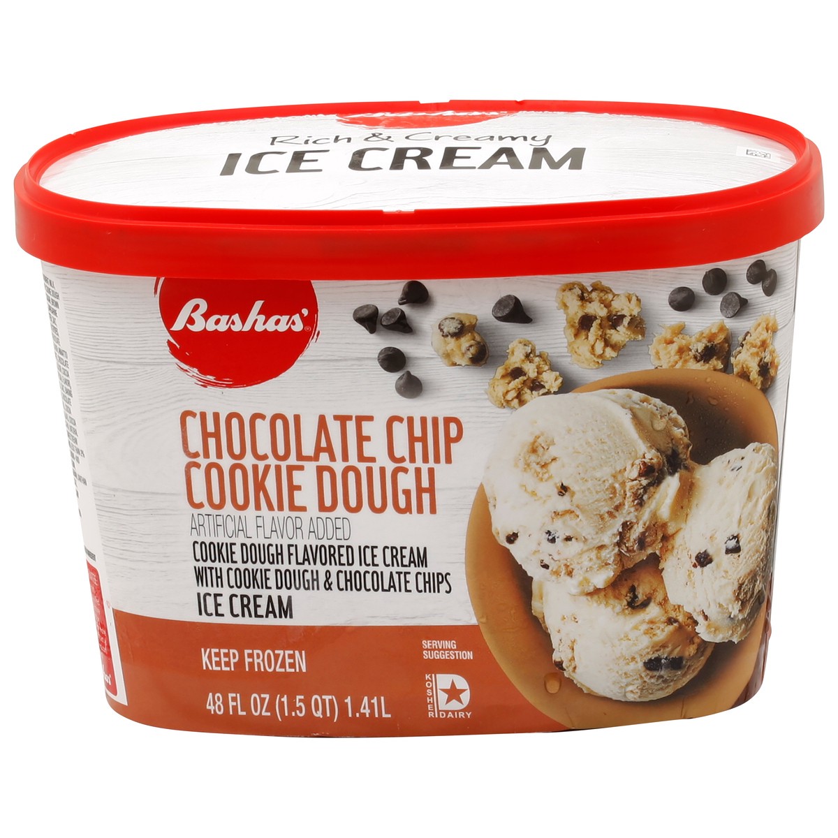 slide 1 of 4, Bashas Chocolate Chip Cookie Dough Ice Cream, 48 oz