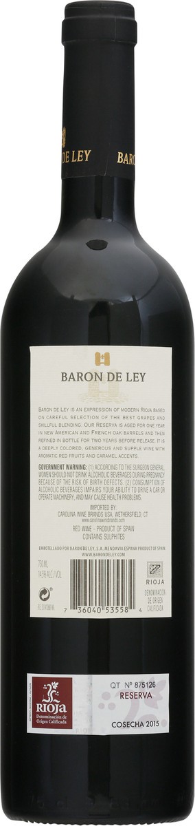 slide 6 of 9, Baron De Ley Reserva Rioja 750 ml Bottle, 750 ml