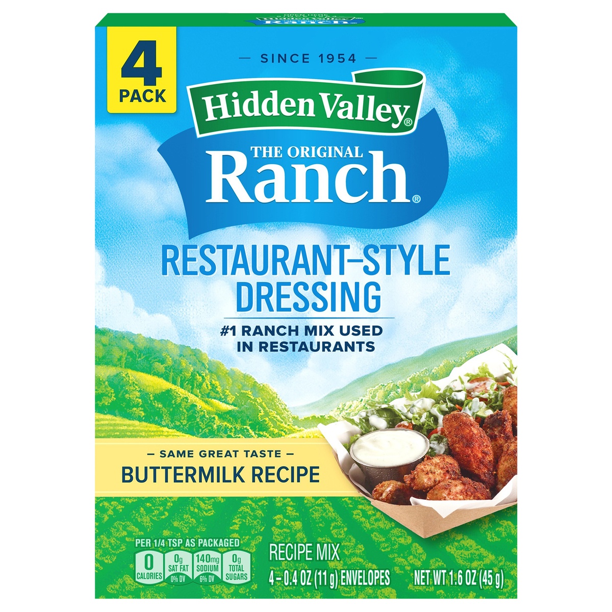slide 1 of 6, Hidden Valley Original Ranch Salad Dressing Seasoning Mix Buttermilk, 4 ct