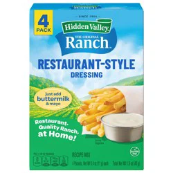 Hidden Valley Restaurant-Style Ranch Dressing Recipe Mix, 0.4 oz., Pack of 4
