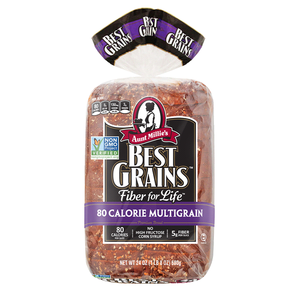 slide 1 of 1, Aunt Millie's Non-gmo Best Grains 80 Calorie Multigrain Bread, 24 oz