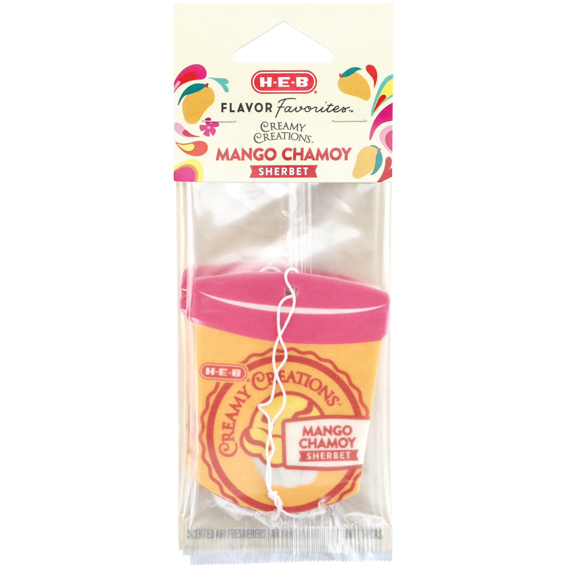 slide 1 of 1, H-E-B Flavor Favorites Car Air Fresheners - Creamy Creations Mango Chamoy Sherbet, 3 ct