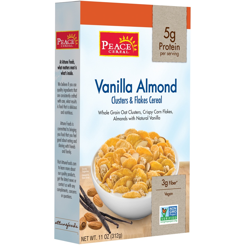 slide 1 of 1, Peace Cereal Vanilla Almond, 11 oz