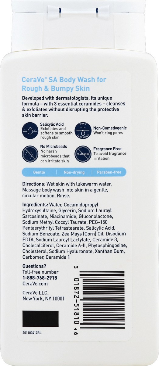 slide 6 of 6, CeraVe SA Body Wash For Rough & Bumpy Skin, 10 oz