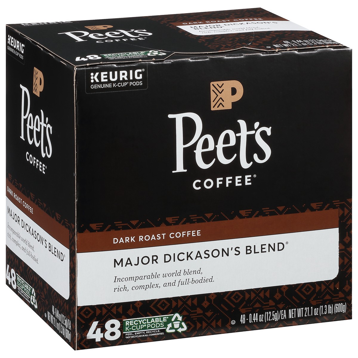 slide 5 of 10, Peet's Coffee, Major Dickason's Dark Roast K-Cup Coffee Pods - 48ct Carton, 48 ct