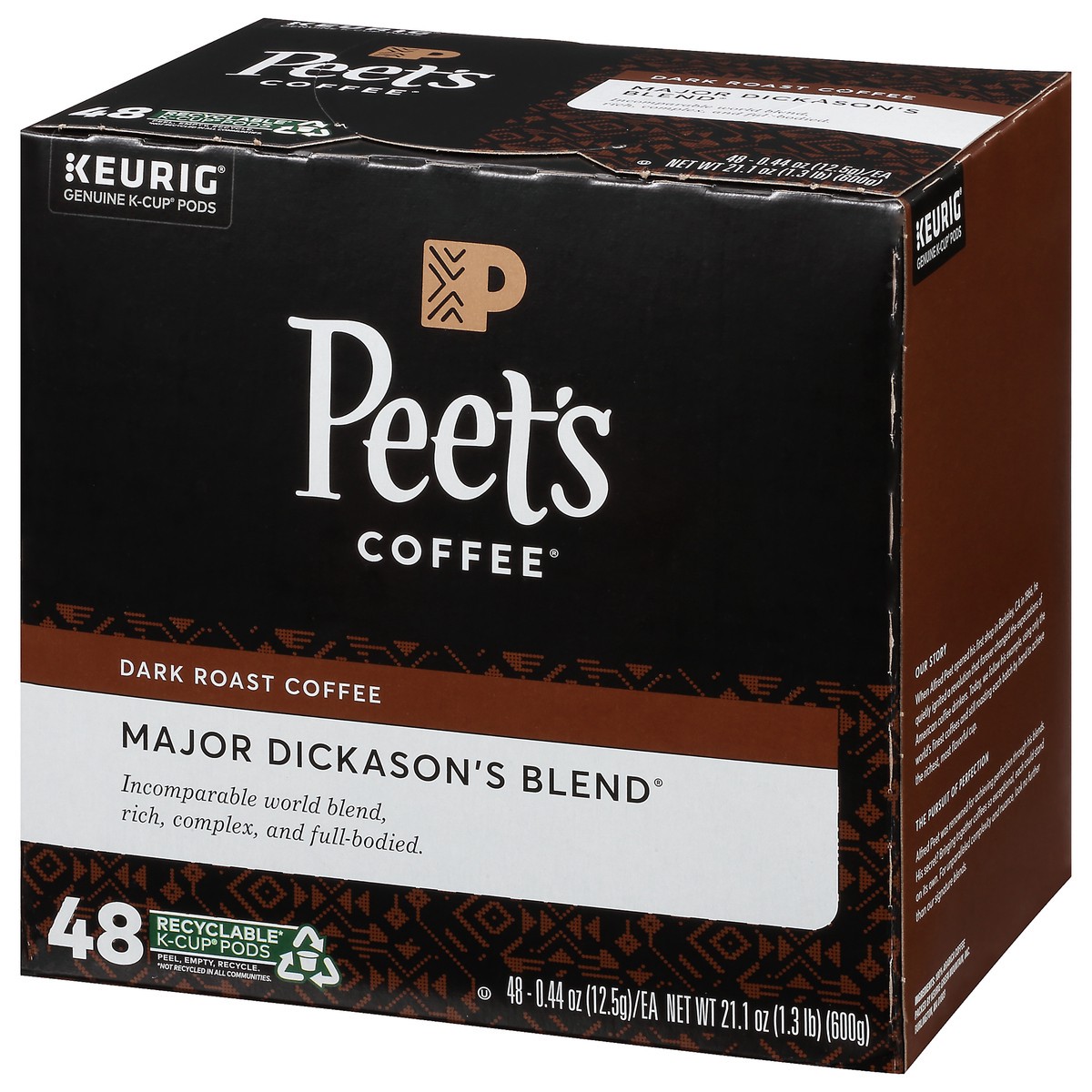 slide 4 of 10, Peet's Coffee, Major Dickason's Dark Roast K-Cup Coffee Pods - 48ct Carton, 48 ct