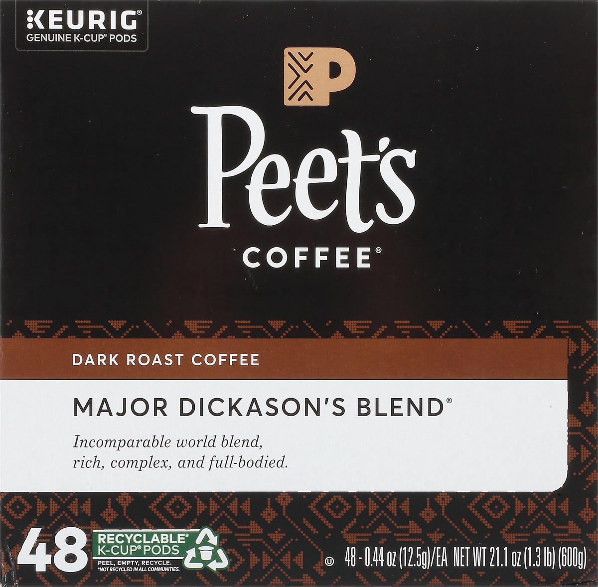 slide 2 of 10, Peet's Coffee, Major Dickason's Dark Roast K-Cup Coffee Pods - 48ct Carton, 48 ct