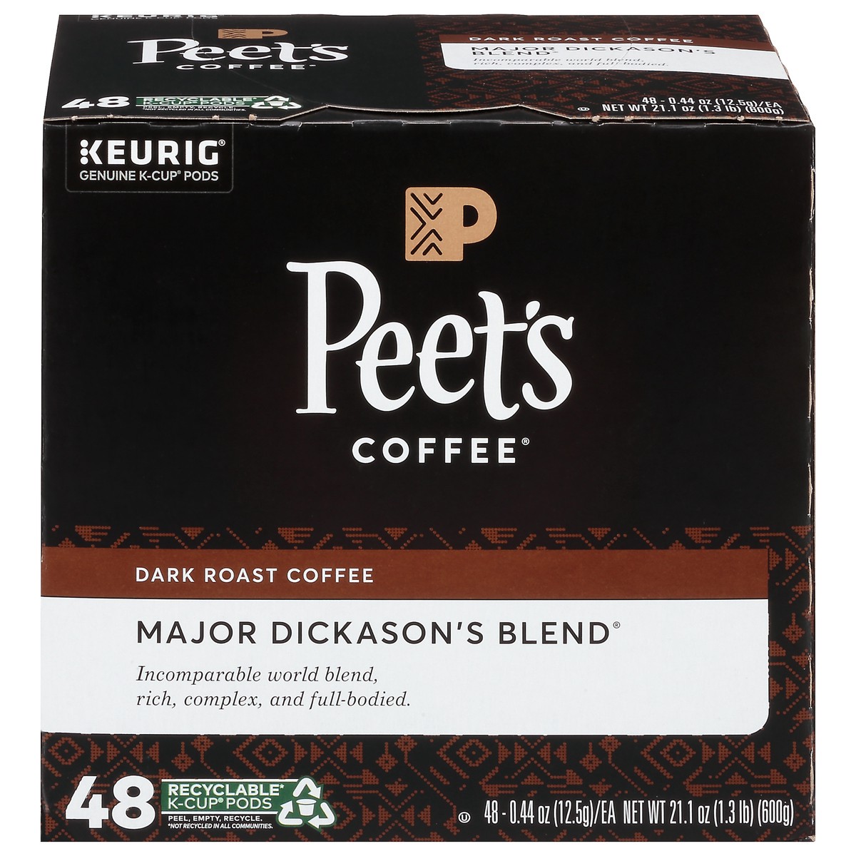 slide 8 of 10, Peet's Coffee, Major Dickason's Dark Roast K-Cup Coffee Pods - 48ct Carton, 48 ct