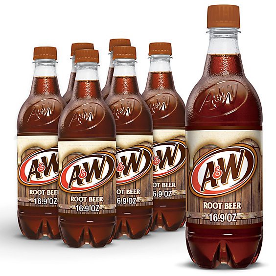 slide 1 of 10, A&w Root Beer Soda Bottle - 6-0.5 Liter, 6 ct; 16.9 fl oz