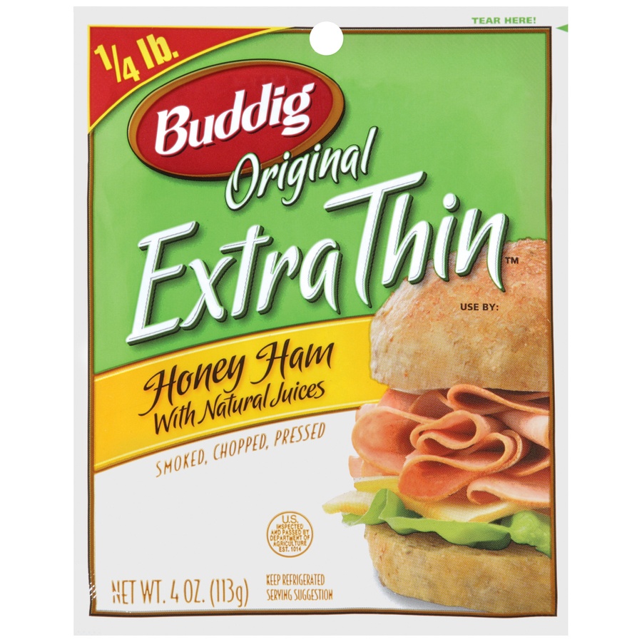 slide 1 of 1, Buddig Lunch Meat Honey Ham, 4 oz