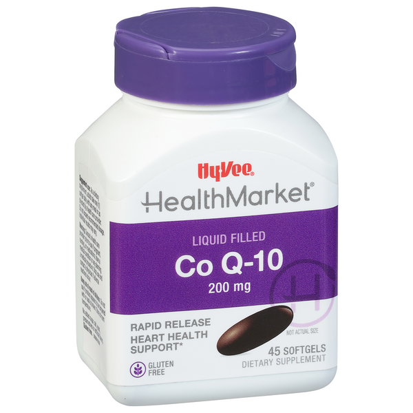 slide 1 of 1, Hy-Vee Healthmarket Co Q-10 200Mg Softgels, 45 ct; 200 mg