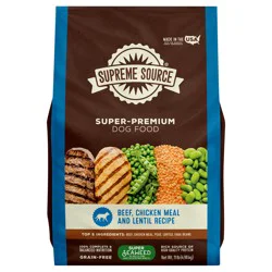 Supreme Source Grain-Free Super-Premium Beef, Chicken Meal and Lentil Recipe Dog Food 11 lb