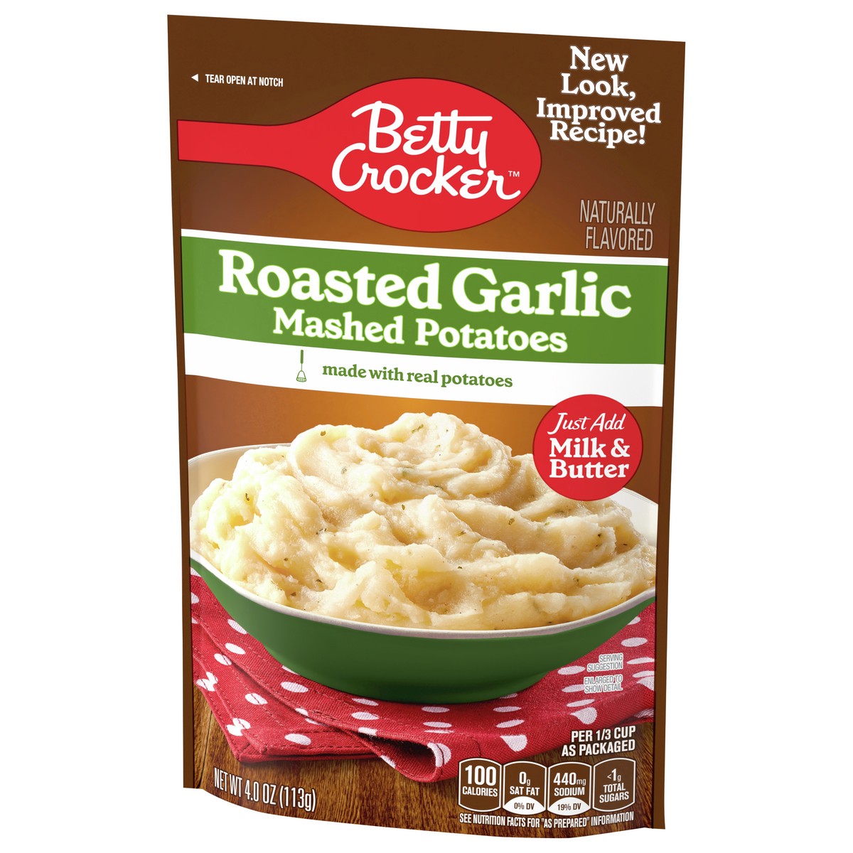 slide 6 of 12, Betty Crocker Roasted Garlic Mashed Potatoes, Made with Real Potatoes, 4 oz, 4 oz
